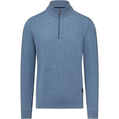 State Of Art Half Zip Trui Wool Blend Melange Blauw - Maat XXL - Heren - Pullovers