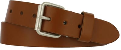 Leren Dames/Heren Riem Glad Leer | 4cm breed | Riemmaat: 85cm (totale lengte: 100cm) | 100% echt leer | Nikkelvrije gesp | Kleur: cognac