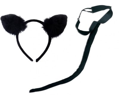Widmann Dieren verkleed accessoires set - voor een kat / poes - oren diadeem en staart - voor volwassenen