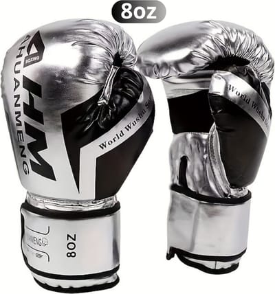 Bovista Vecht Handschoenen - Bokshandschoenen - Boxing Gloves Set - Kickboks Handschoenen - Heren - Dames - Zilver - 8 oz