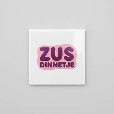 “Zus Dinnetje” Schattige Zus Keramische Tegel – 15×15 cm Roze Ontwerp Cadeau & Muurdecoratie