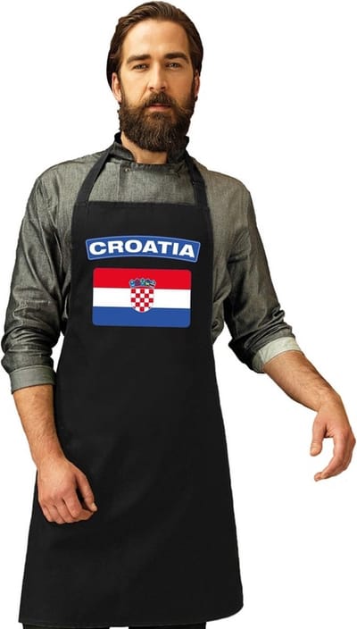 Keukenschort - Barbecueschort - Vlag Kroatie - zwart - heren en dames - Landen supporters - Gerechten - Avond