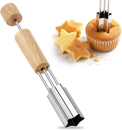 Cupcake Corer voor het Uithollen van Koekjes, Groenten en Fruit, RVS Snijder met Houten Handvat, Ideaal voor Bakken en Koken