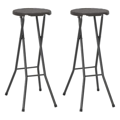 vidaXL - Barkrukken - inklapbaar - 2 - st - rattan - look - HDPE - en - staal - bruin