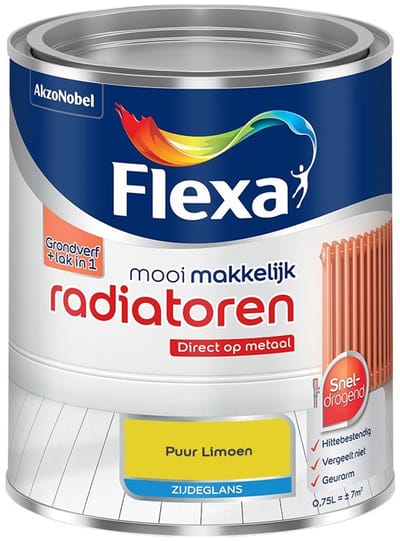 Flexa - Mooi Makkelijk Radiatoren Zijdeglans - Puur Limoen - Mengverf - 750 Ml