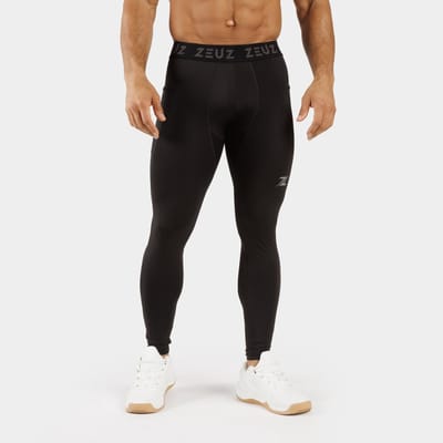 ZEUZ Heren Compressie Legging – Lange Sportlegging voor Fitness & Hardlopen - Zwart - S