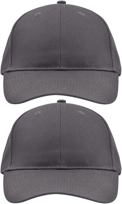 2x stuks 6-panel baseball caps antraciet grijs