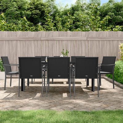 vidaXL - 9-delige - Tuinset - met - kussens - poly - rattan - en - staal