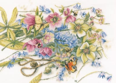 borduurpakket PN0186136 marjolein bastin, helleborus met vlinder