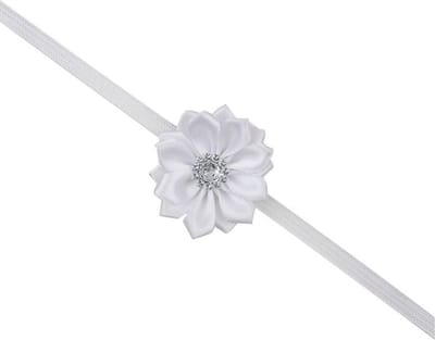 Haarband dun met mooie bloem - Wit