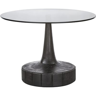 WOOOD Soya Bijzettafel - Mango Hout/Glas - Zwart - 43x60x60