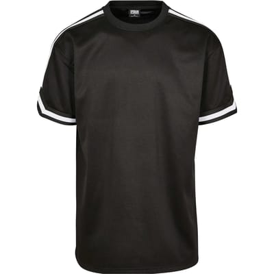 Urban Classics Oversized Stripes Mesh Tee Heren T-shirt - zwart - M