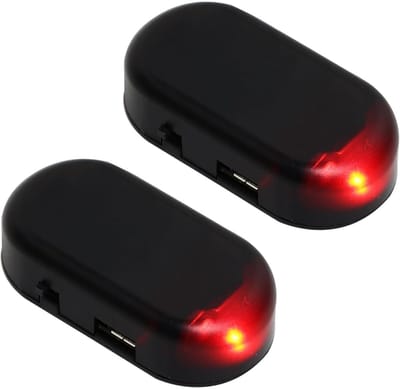EXCITAT 2 stuks - Alarm - Knipperlicht - Nep-alarm op zonne-energie - Antidiefstalapparaat - Geschikt voor auto's, motoren en e-bikes - Zwart