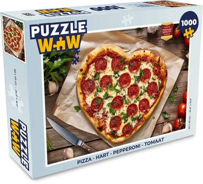 Puzzel Pizza - Hart - Pepperoni - Tomaat - Legpuzzel - Puzzel 1000 stukjes volwassenen