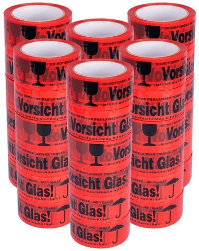 Dailygoods - Pakkettape Voorzichtig Glas - 36 Rollen, Stille Afrol