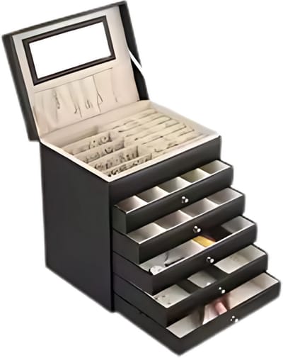 Sieradendoos - Juwelendoos - Sieradenhouder - Organizer - Juwelenkistje - Dames bijouteriedoos - Sieradenopslag met Lades voor Kettingen, Horloges, Ringen, Oorbellen en Armbanden - Zwart