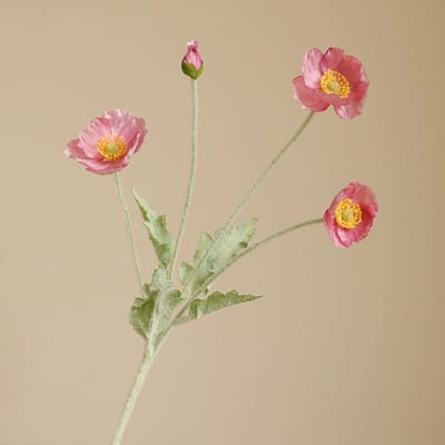 Klaproos 4-koppig - donkerroze - zijden bloemen - 3 stelen - onderhoudsvrij - 55 cm - kunstbloemen