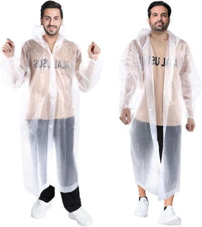 Volwassen Poncho Set van 2 Stuks in Wit, Unisex, Ideaal voor Festivals en Regenachtige Dagen