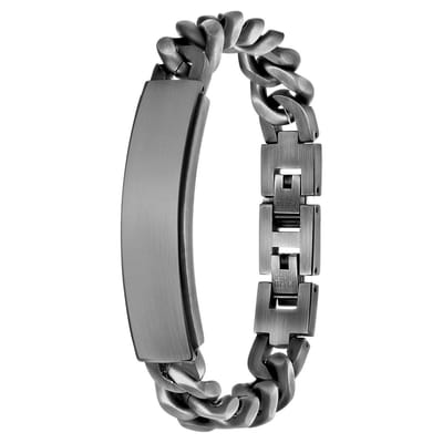 Lucardi Heren Armband gourmetschakel - Staal - Armband - Vaderdag Cadeautje - 22 cm - Zilverkleurig