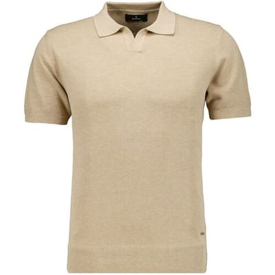 Ragman Trui Melange Resort Collar Short Sleeve Cotton Knit Beige Melange / male
