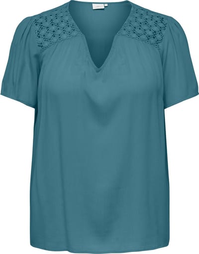 ONLY CARMAKOMA - CARSELASI S/S V-NECK TOP WVN - Dames - Blouses