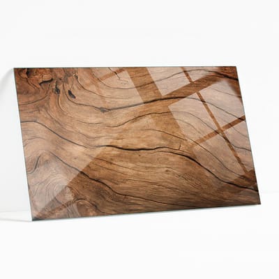 Wallfluent - Natuurlijk Houtpatroon Veiligheidsglas - 120 x 80 cm - Bruin Gehard Glas - Rechthoekig Tafelblad Glas - Glazen Plaat - Glazen Tafelblad voor Tuin of Terrastafels