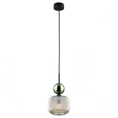 TK-Lighting Sophia Hanglamp - 1xE14 - Zwart/Groen/Cognac