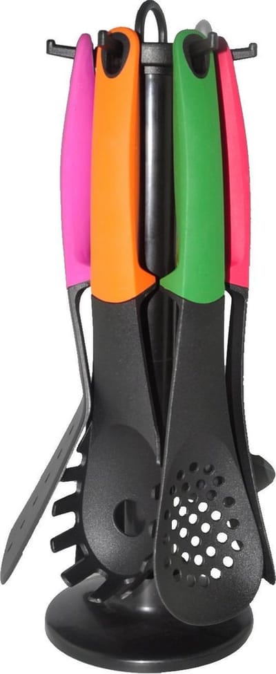 Herzberg HG-5005 7 pcs keukenset - Siliconen handgreep - incl houder