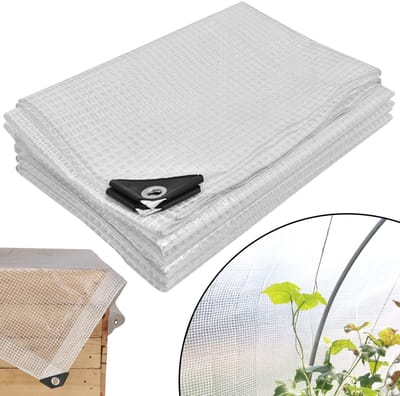 KOTARBAU® Afdekzeil, Polyethyleen, 4 x 6 m, Transparant, Met Ogen, UV-Bestendig, Beschermzeil, Afdekzeil Waterdicht, Zeil Afdekking, Bouwzeil, Tuin, Groot Formaat