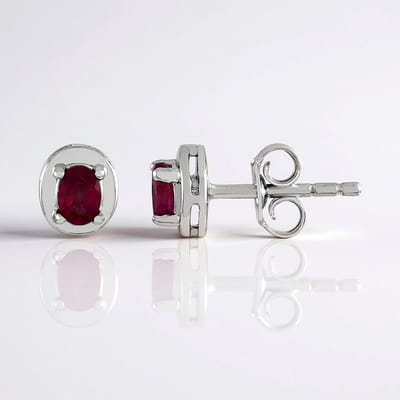 Cavill - Ovale Madagaskar Robijn Oorbellen - 925 Sterling Zilver Gerhodineerd - 0,545 ct Robijn - Elegante Damesoorbellen - Tijdloos Design