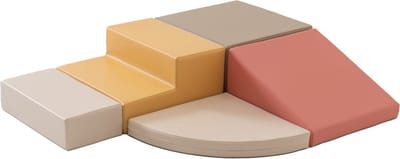 Set van 5 kleine foam speelkussens - Pastelroze/beige/honinggeel - 100x80x20 cm