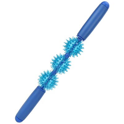 Massage Roller Stick met 3 Massageballen 360 Graden Massage Fascia Spierroller Massageroller blue