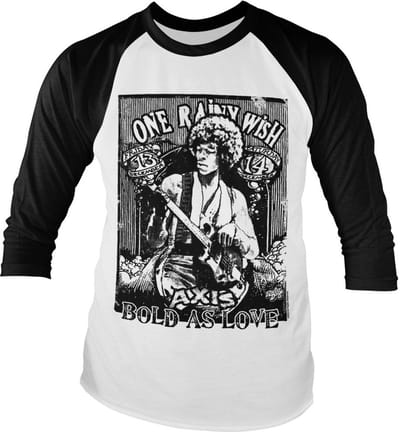 Jimi Hendrix Bold As Love Baseball Longsleeve Tee White-Black