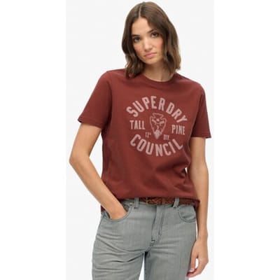 Superdry Lo-fi Outdoors Relaxed T-shirt Brown Grootte: 38