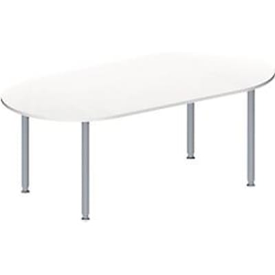 Schäfer Shop  Genius Vergadertafel MODENA FLEX, in hoogte verstelbaar, ovale vorm, 4-poot ronde buis, 2000 x 1000 mm, wit