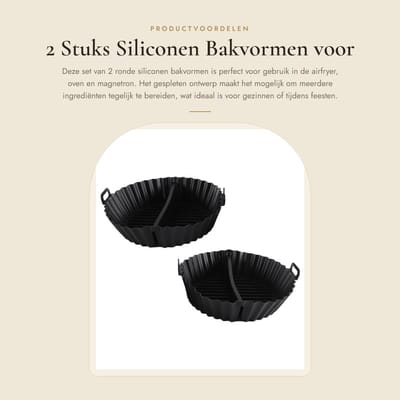 Dailygoods- Siliconen Bakvormen Ronde - 2 Stuks - Herbruikbare Keukenaccessoires - Airfryer/Oven/Magnetron - Handgrepen - Verhoogde Golfstructuur - Bakplaat