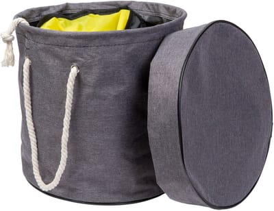 Speelmat met Opbergzak - Ø135 cm - Sluitbare Speelmat & Speelgoed Organizer - Opvouwbare Speelkleed Mand - Geel/Grijs - 20L - Oxford Polyester - Voor Kinderen & Peuters [BW4009]