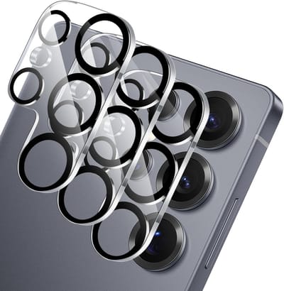 3-delige Set Camera Protector voor Samsung Galaxy S25 Ultra, 9H HD Anti-Scratch Lensbescherming met Gehard Glas, Zwart