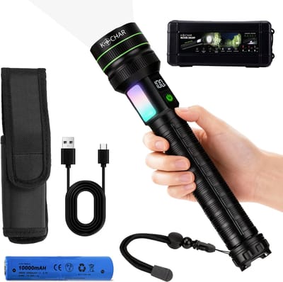 Kochar Titan Zaklamp LED oplaadbaar - 6,000 Lumen - 10.000 mAh Powerbank functie - Zaklamp op batterijen - Militaire zaklamp - Zaklamp noodpakket