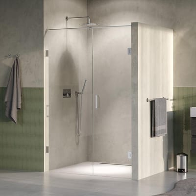Brauer Void - Nisdeur - 2-Delig - Helder Glas - 130 x 200 cm - Omkeerbaar - met Draaideur 60 cm - Aan Muur - incl. Glascoating - PVD RVS-Kleurig