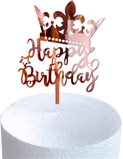 Happy Birthday TaartTopper Rose Goud TaartDecoratie Cake Topper Taart Topper Decoratie Verjaardag Versiering – 1 Stuk