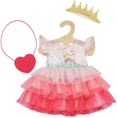 Heless poppenjurk prinses Emily met kroon en tas 28-35 cm.