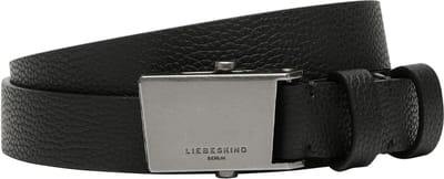 LIEBESKIND BERLIN Leren Riem Tailleband Chudy Small Pebble Belt S 2,5 CM W110 Black Zwart