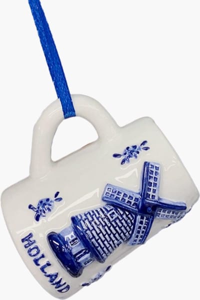 Kerstboom hanger beker met Hollandse molen Delftsblauw