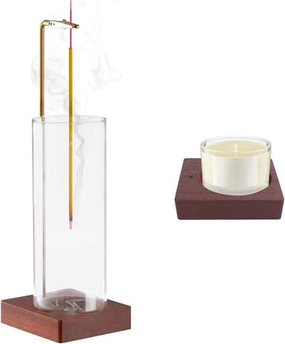 Wierook houder met afneembare asvanger - Hangende houder plankje - Wierook Doos - Wierookstokjeshouder - Meditatie - Aromatherapie - Rituelen - Voor Wierookstokjes en Kegeltjes - Voor kamerdecoratie, wierookstokjeshouder, meditatie, yoga - Bruin