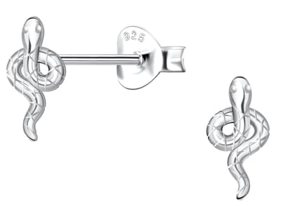 Joy|S - Zilveren slang oorbellen - 4 x 8 mm - oorknoppen - sterling zilver 925