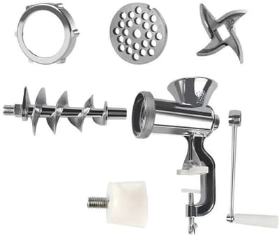 Handmatige Vleesmolen - Aluminiumlegering Multifunctionele Voedselverwerker Kit - Handmatige Mincer voor Thuisgebruik-Stainless Steel Blade-Multifunctional Food Processor Kit