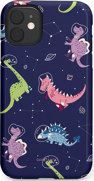 Casetastic hoesje geschikt voor Apple iPhone 11 - Dubbellaagse bescherming - Rex in de ruimte - Fashion Case - Donkerblauw Donkergrijs