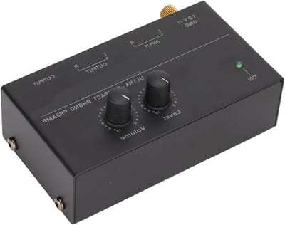 Phono Voorversterker - Platenspeler Versterker - Muziek Luisteren - Geluidsarme Werking - Mini Formaat - Zwart
