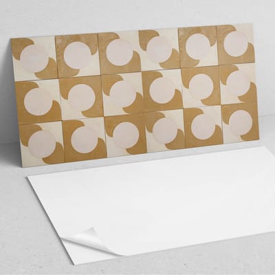 Coloray Wandpanelen Zelfklevend - Geometrische cirkels en bogen PVC Wandpaneel - 100 cm x 50 cm - Beige Wandbekleding Zelfklevend - 1 stuk - Abstractie Wandpanelen Zelfklevend - Keuken Wandpanelen - Wandpanelen Badkamer